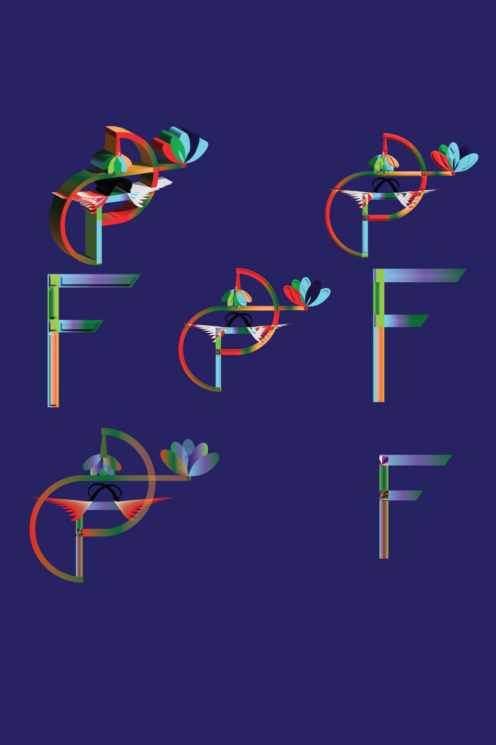 F letter logo design pinterest preview image.