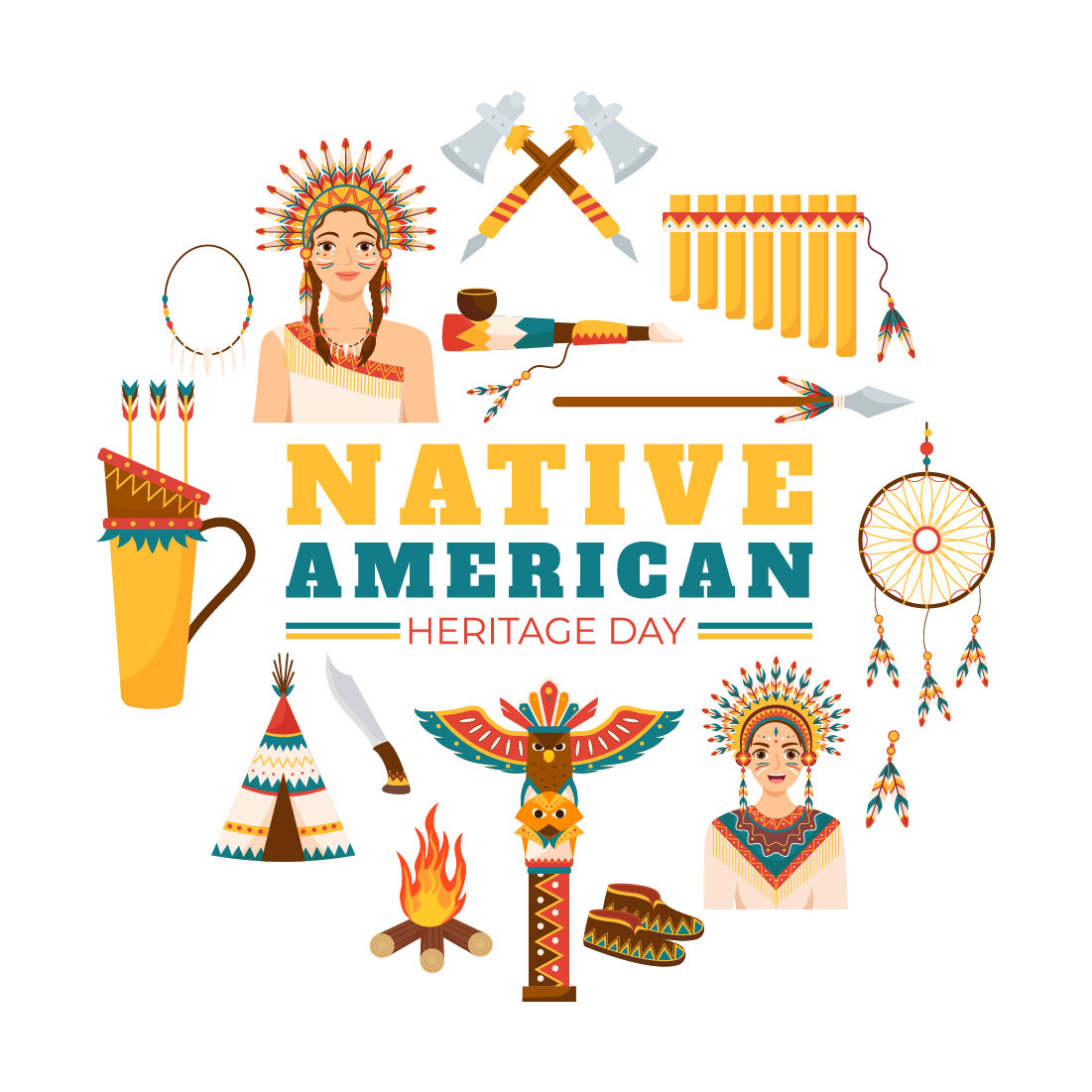 12 Native American Heritage Month Day Illustration preview image.