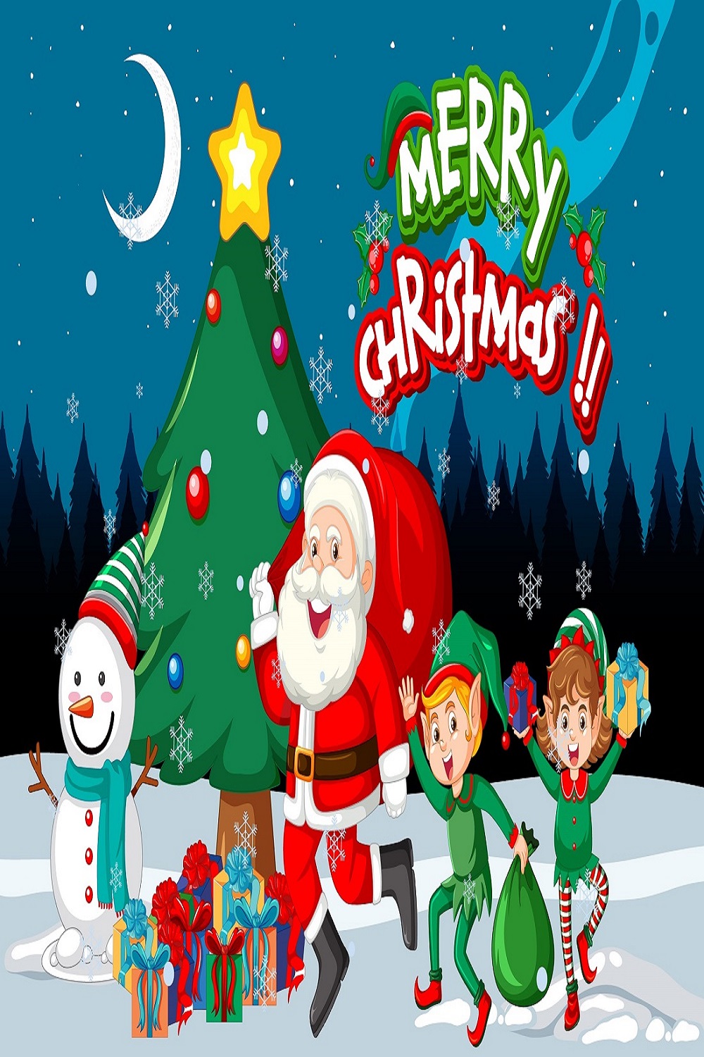 Merry Christmas night poster design pinterest preview image.