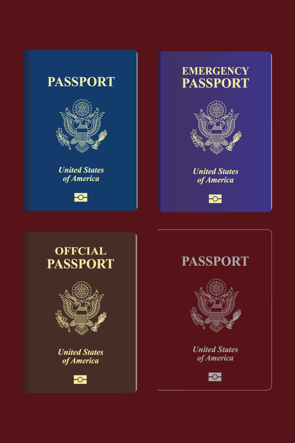 American Passport Outline SVG, US Passport Outline SVG, Passport Clipart,  Files For Cricut, Cut Files For Silhouette, Dxf, Png, Eps, Vector
