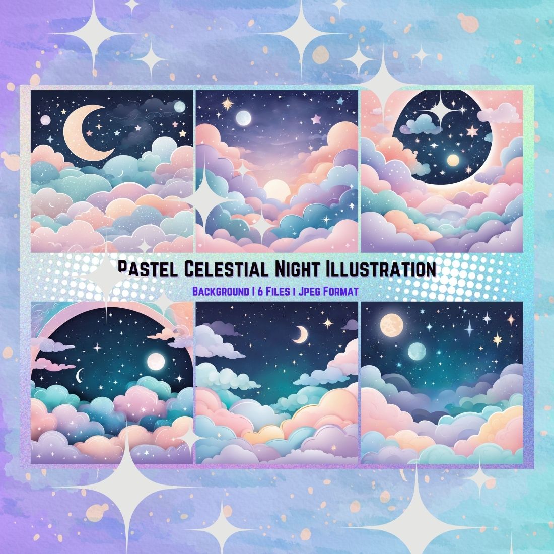 Pastel Celestial Night Illustration cover image.