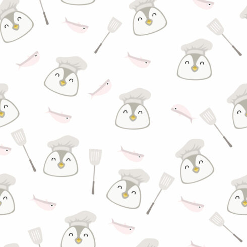 Chef Penguin Seamless Pattern in Vector cover image.