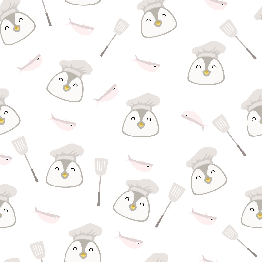 Chef Penguin Seamless Pattern in Vector preview image.