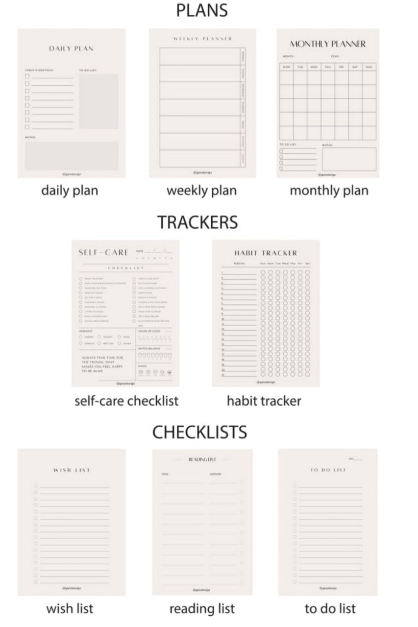 UNDATED PLANERS | CHECKLISTS | TRACKERS pinterest preview image.