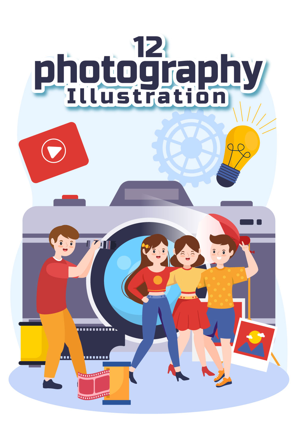 12 Photography Vector Illustration pinterest preview image.