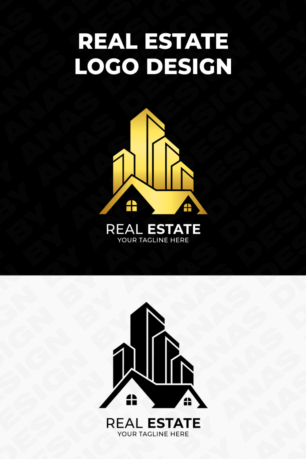 Luxury Real Estate Logo Design, Building Logo Template – ONLY $9 pinterest preview image.