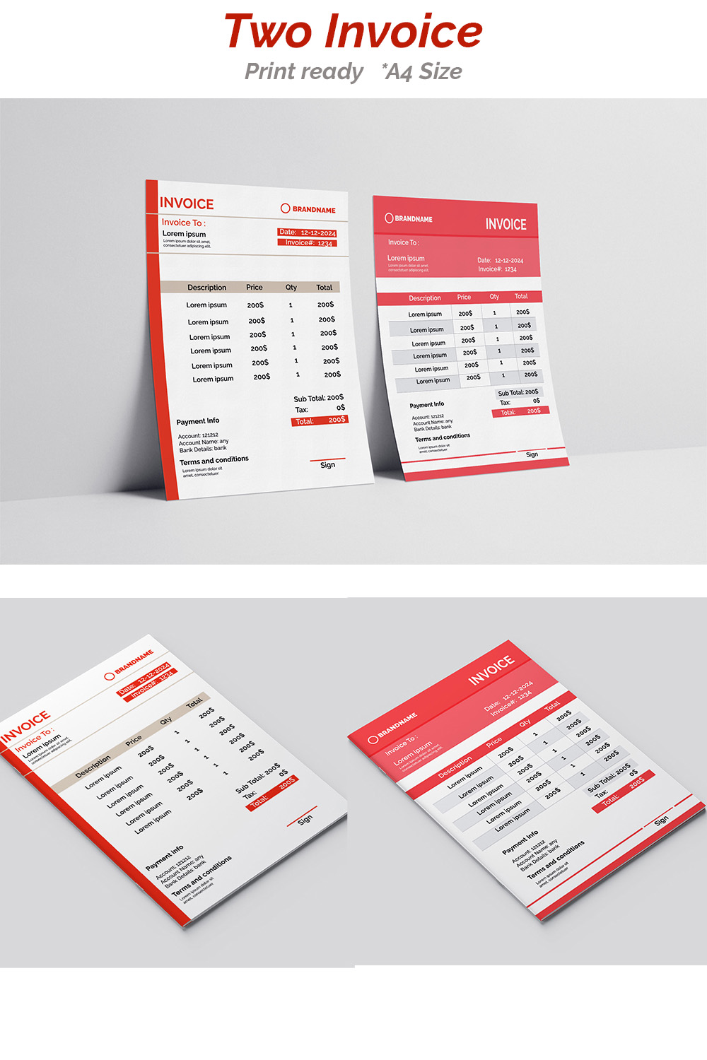 Invoice Template design pinterest preview image.