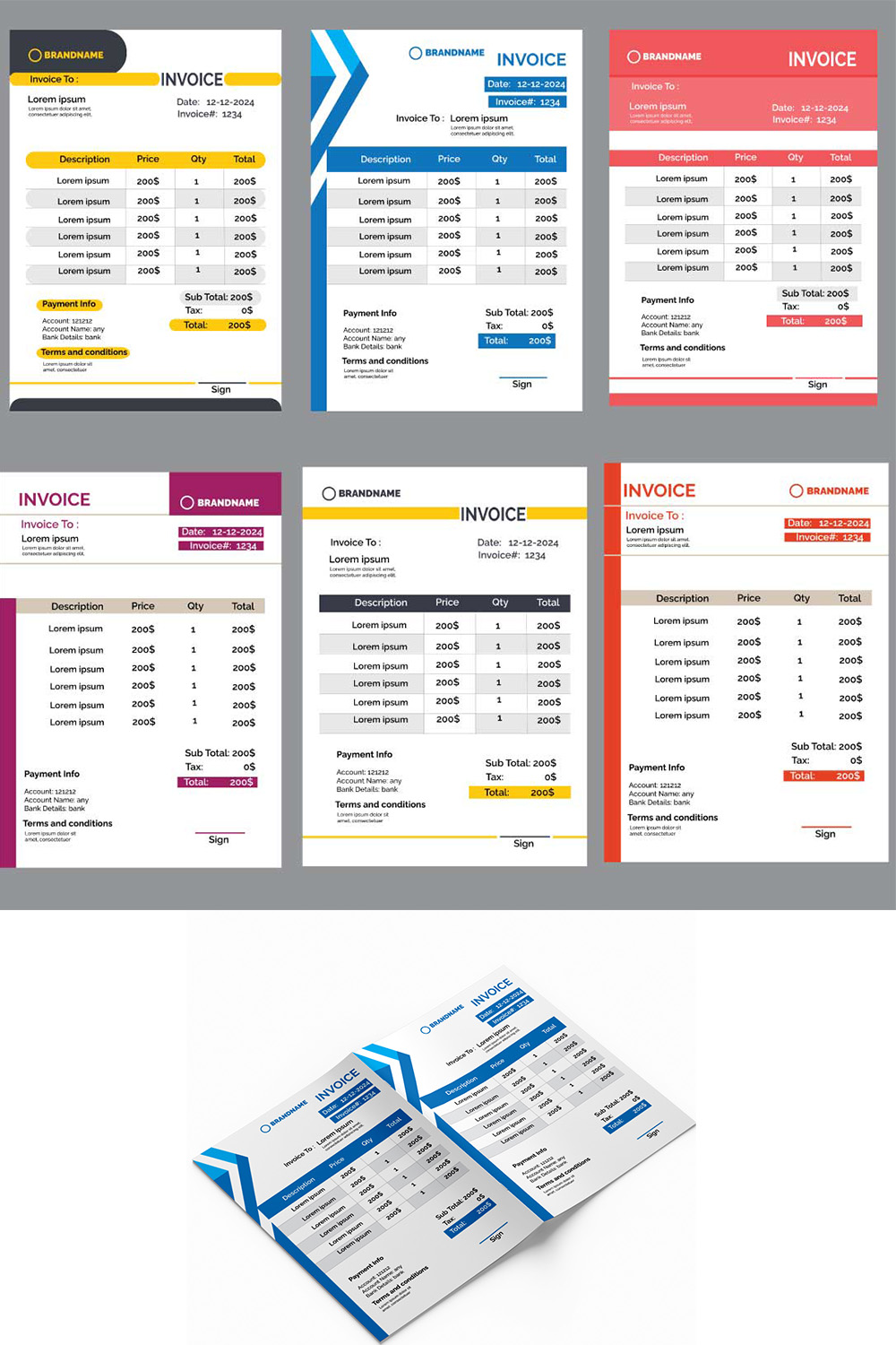 corporate business invoice template pinterest preview image.