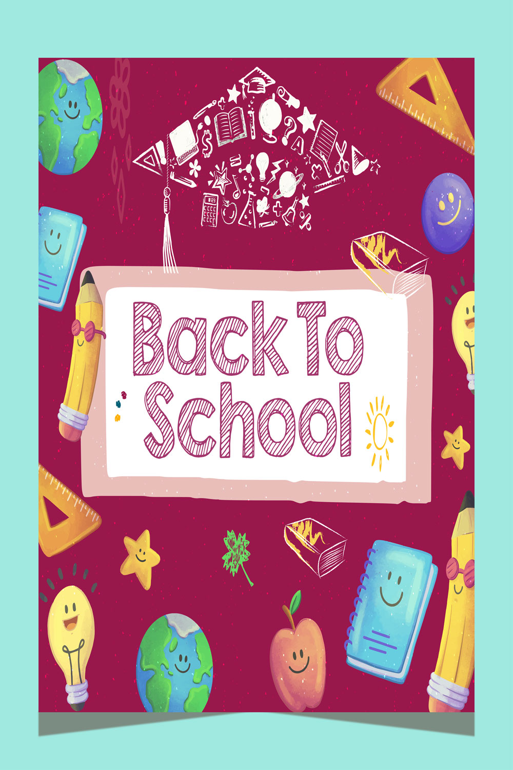 Back to school social media banner design template pinterest preview image.