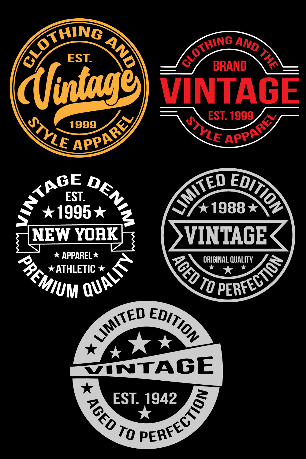 Vintage T Shirt Design Bundle pinterest preview image.