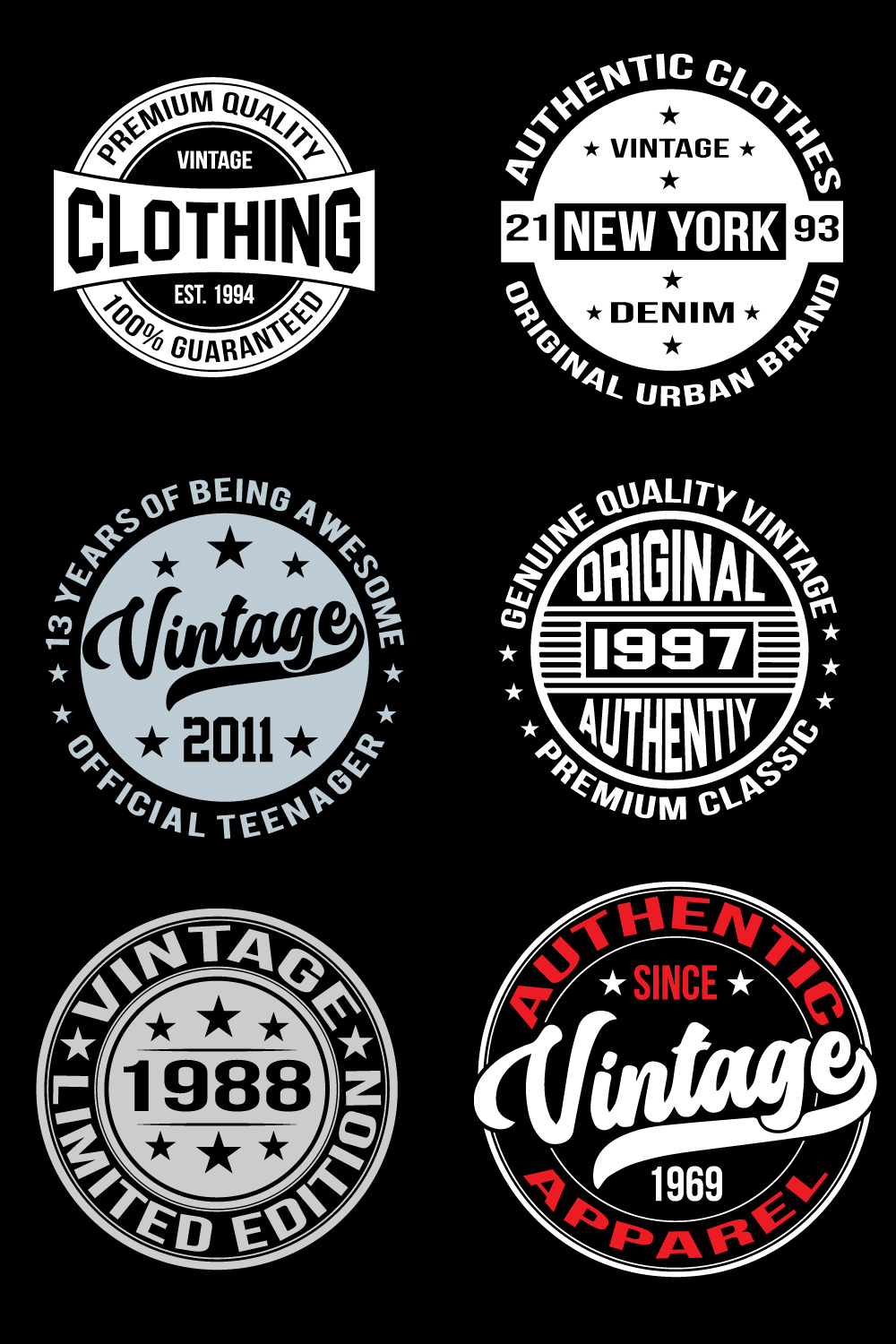 Vintage T shirt Design Bundle pinterest preview image.