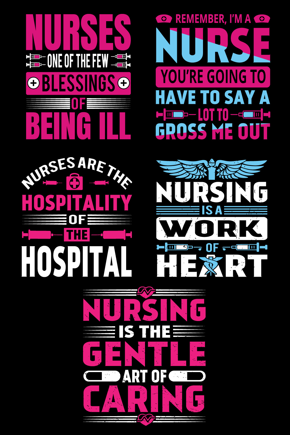 Nurse T-shirt Design Bundle pinterest preview image.