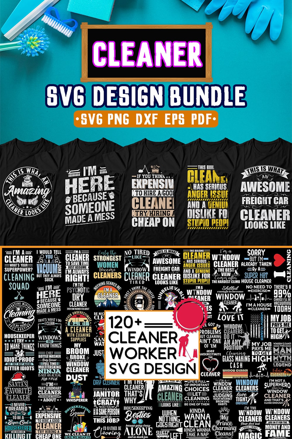 Cleaner SVG Design Bundle pinterest preview image.