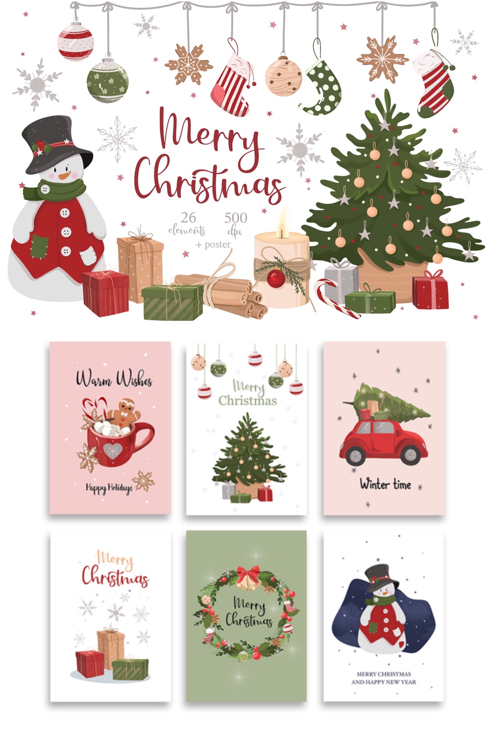 Merry Christmas Clipart pinterest preview image.