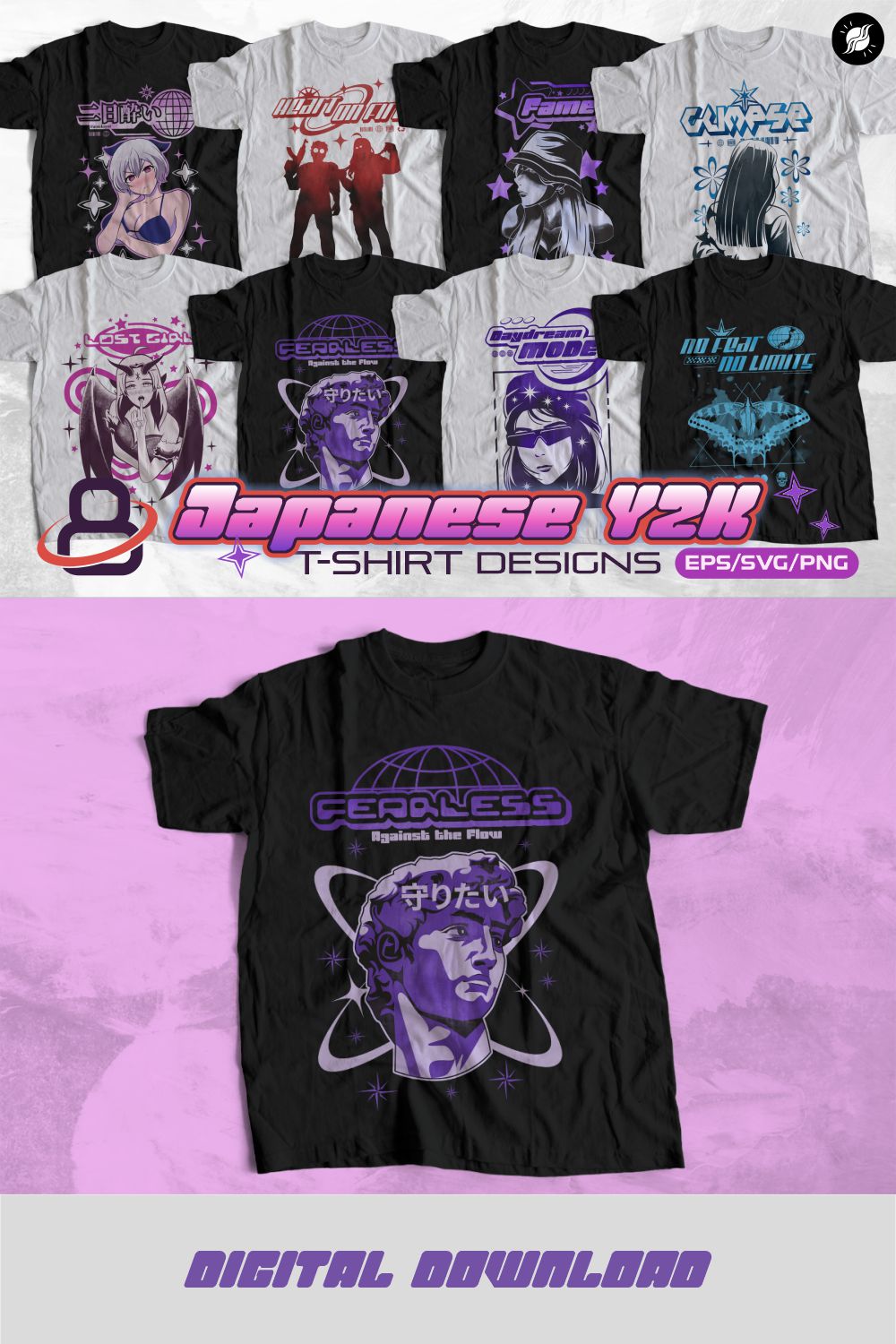 Japanese Y2K Streetwear T-shirt Designs Graphic by Universtock