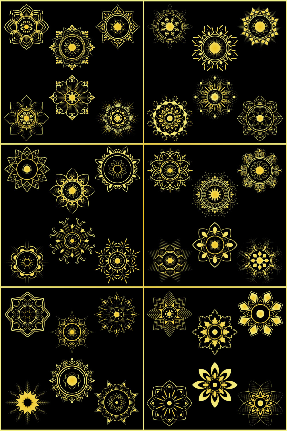 36 Beautiful Golden Mandala with Black Background pinterest preview image.