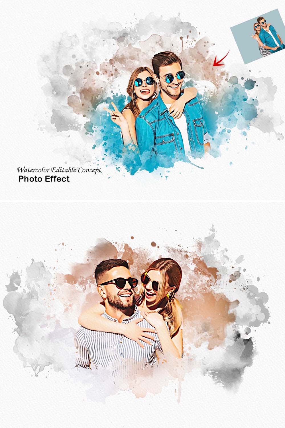 Watercolor Editable Concept Effect pinterest preview image.