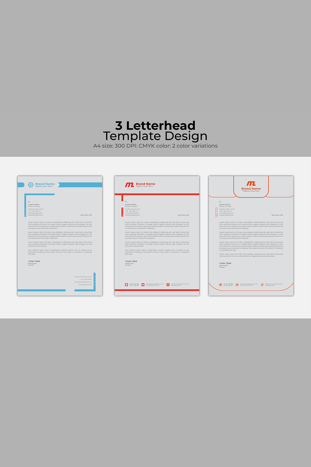 Letterhead Template Design pinterest preview image.