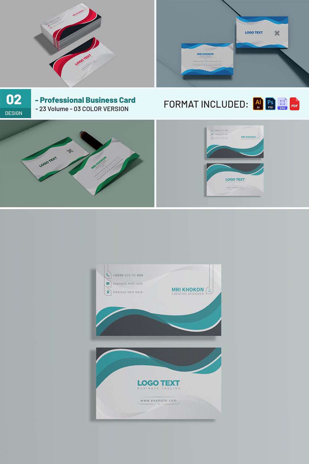 Corporate Business Card Templates pinterest preview image.