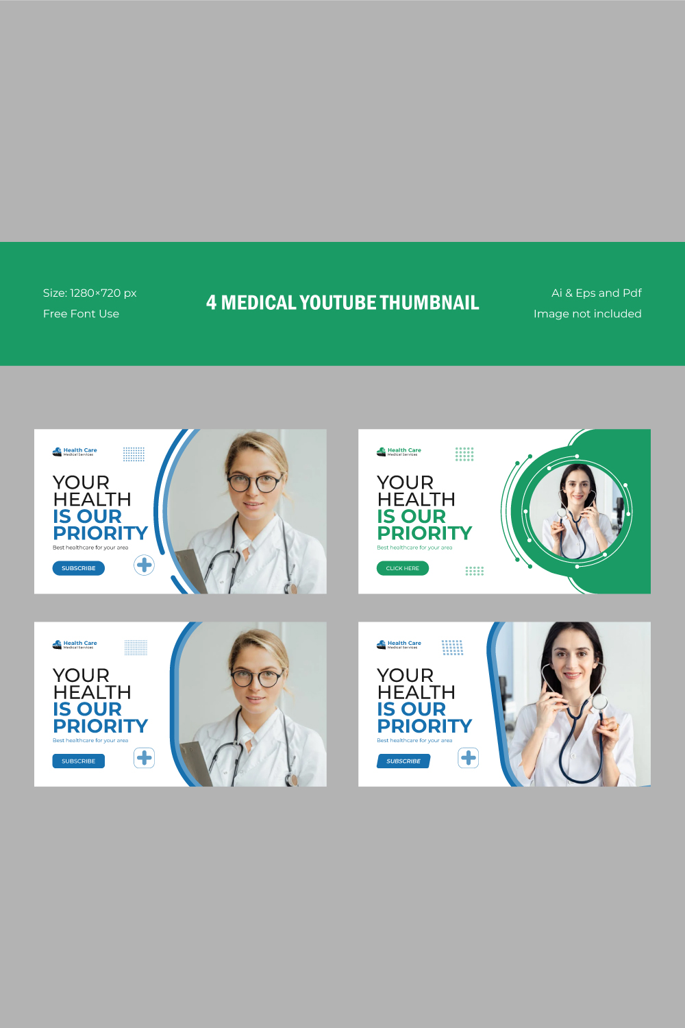 A Medical YouTube Thumbnail Template pinterest preview image.