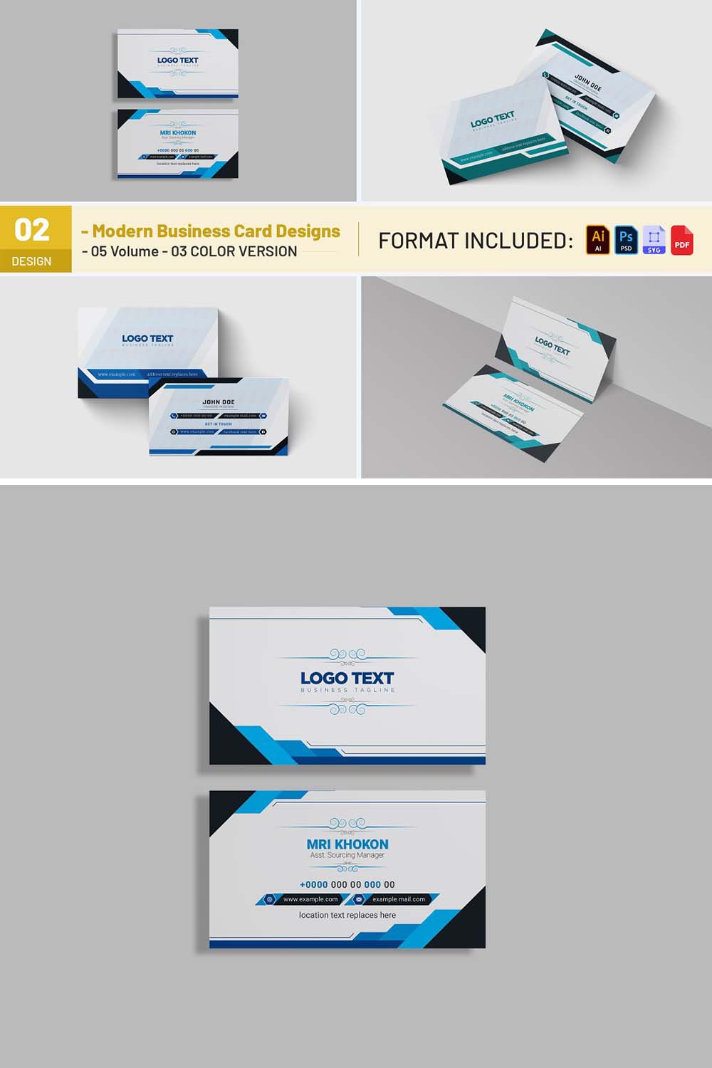 Modern Business Cards Template pinterest preview image.