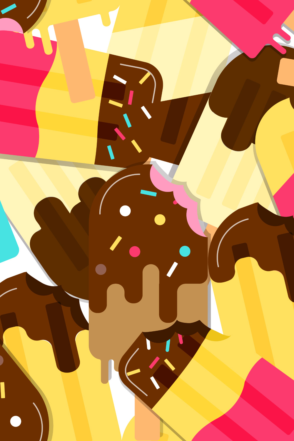 Seamless pattern with colorful popsicles and sprinkles pinterest preview image.