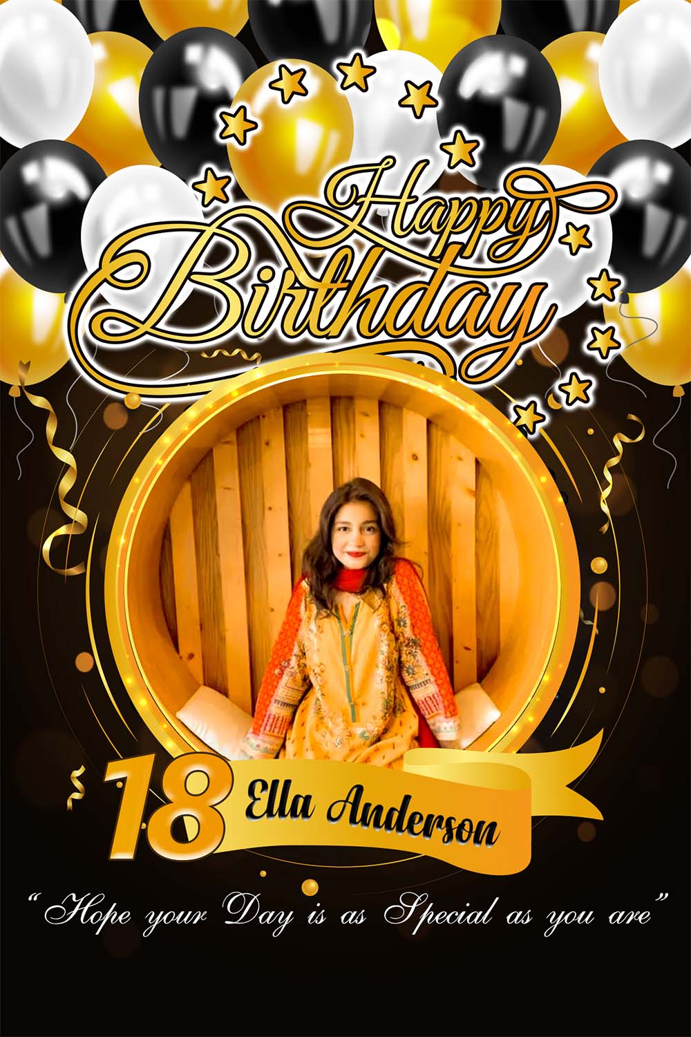 PSD Editable Sparkling Moments: Captivating Birthday Wishes for Social Media pinterest preview image.