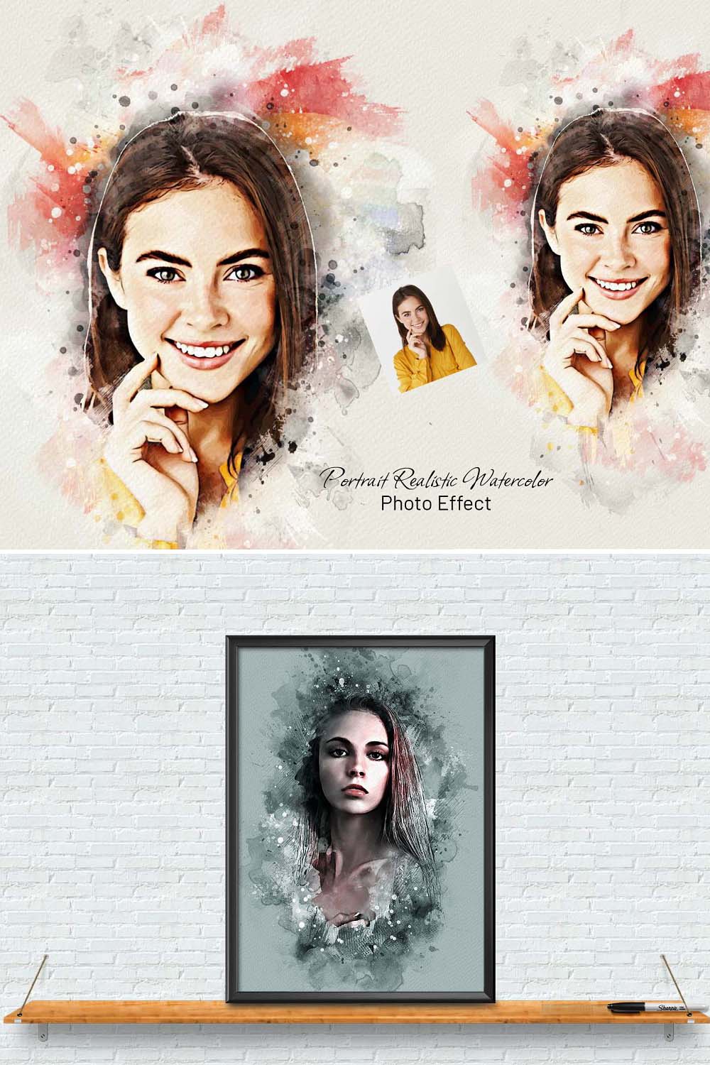 Portrait Realistic Watercolor Photo pinterest preview image.