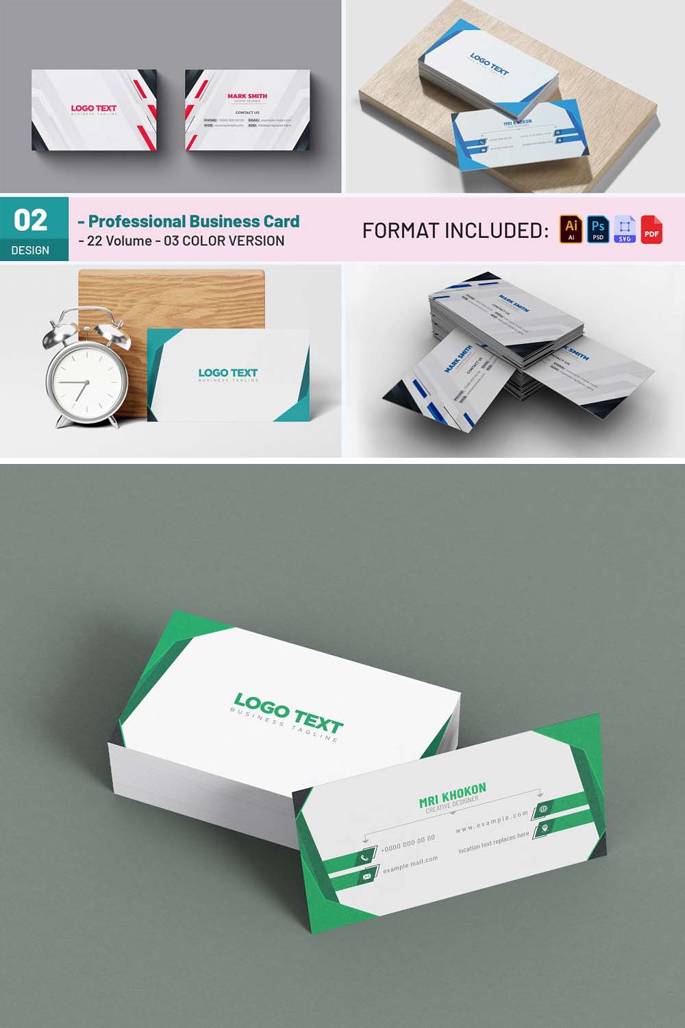 Abstract Business Card Design pinterest preview image.