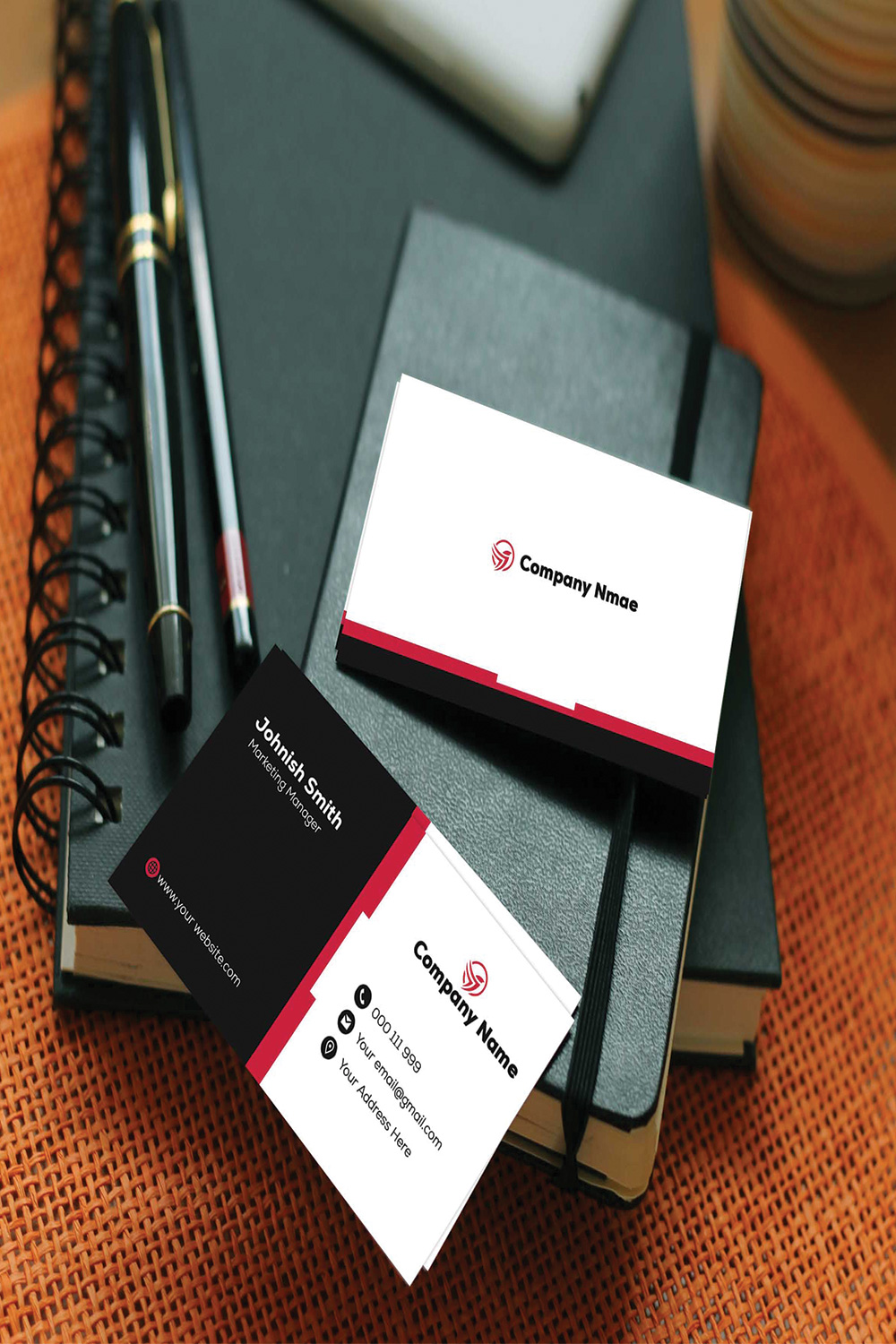 Simple, Minimalist and Mordent Business Card design pinterest preview image.