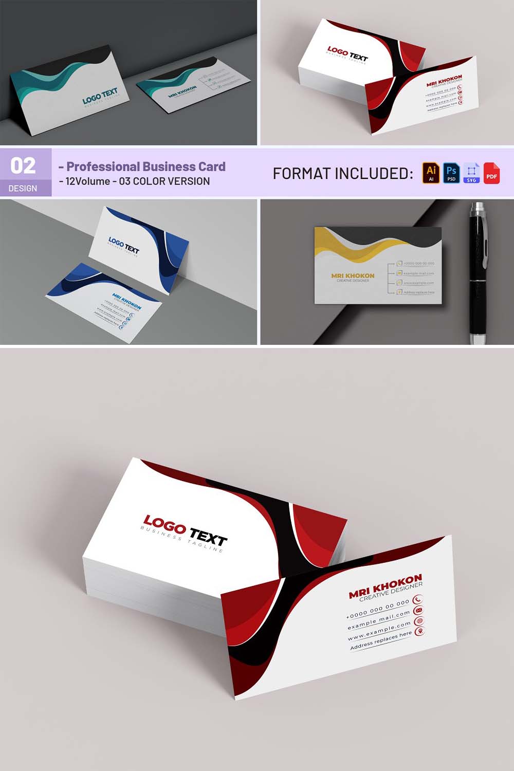 Creative Business Card Design pinterest preview image.