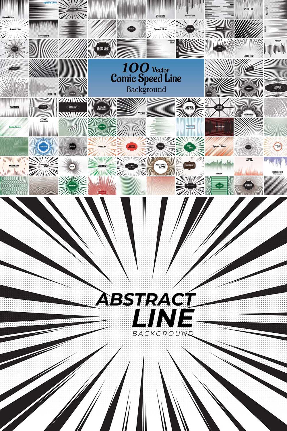 100 Comic Speed Line Vector Design pinterest preview image.