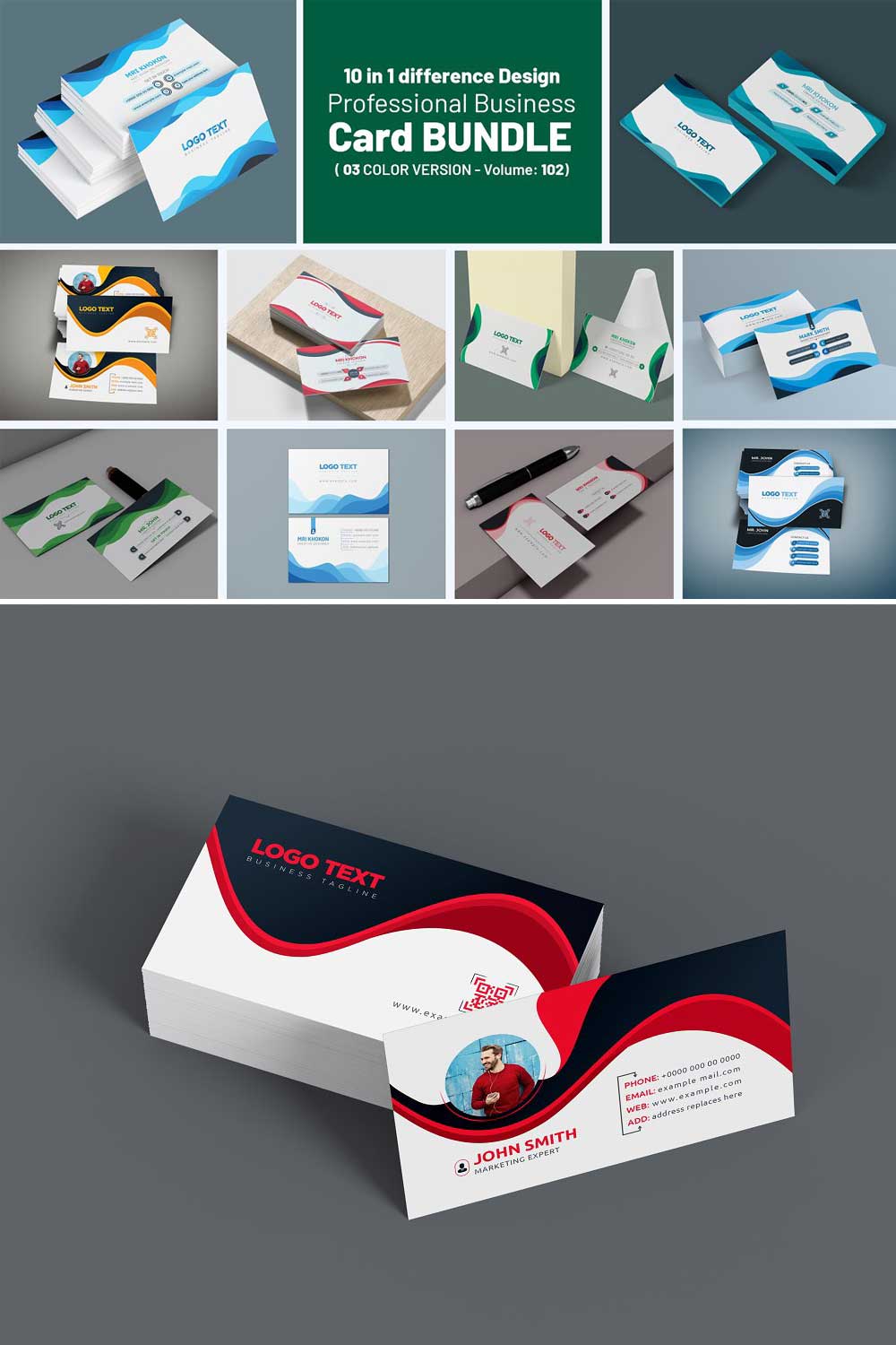 Professional Business Card Bundle pinterest preview image.