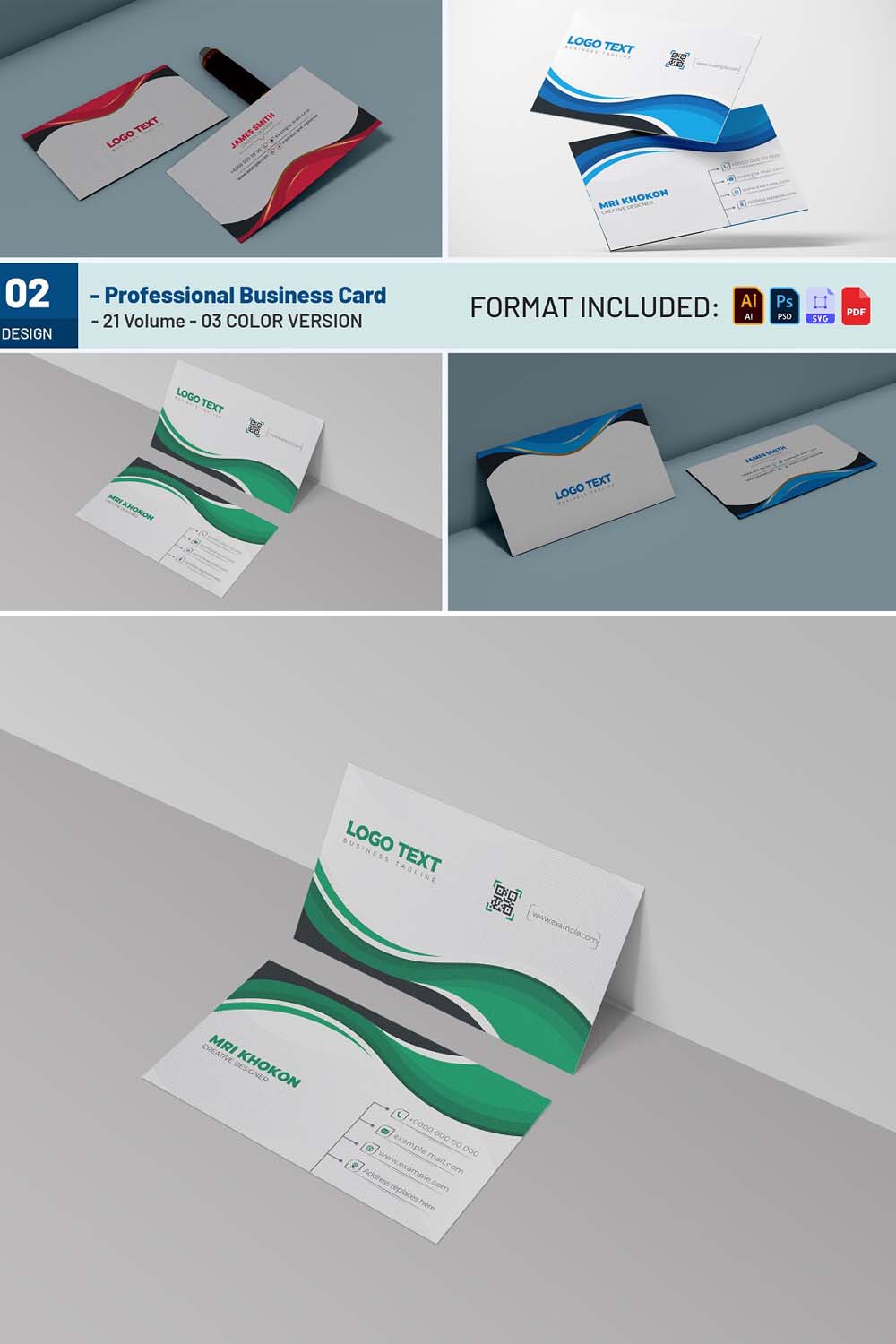 Professional Business Card Template pinterest preview image.