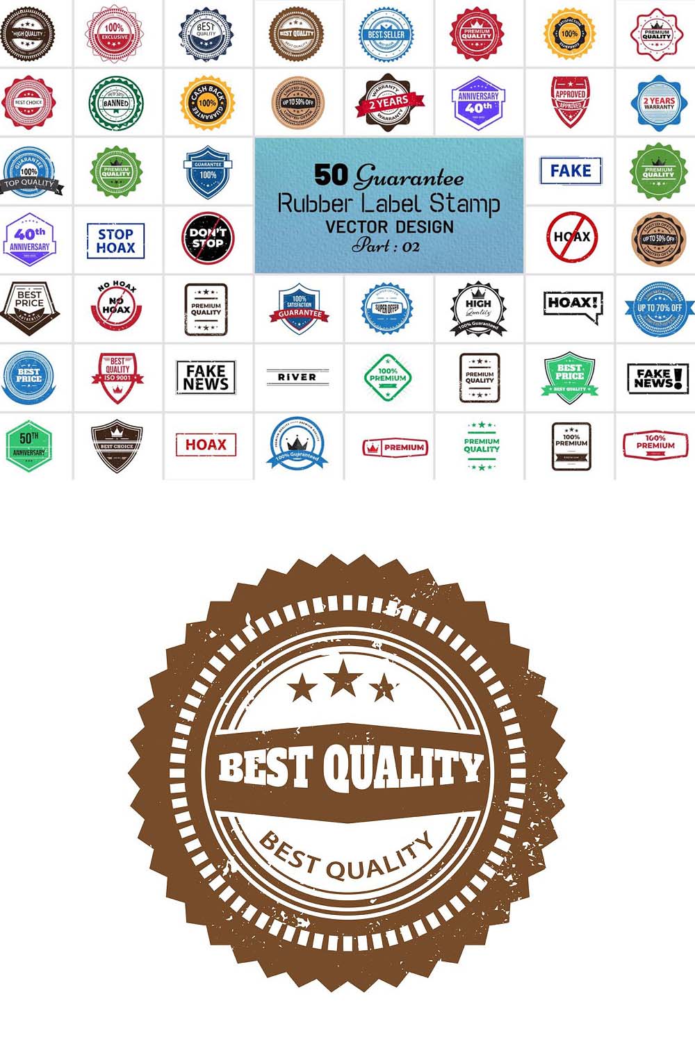 50 Rubber Label Stamp Vector Design pinterest preview image.