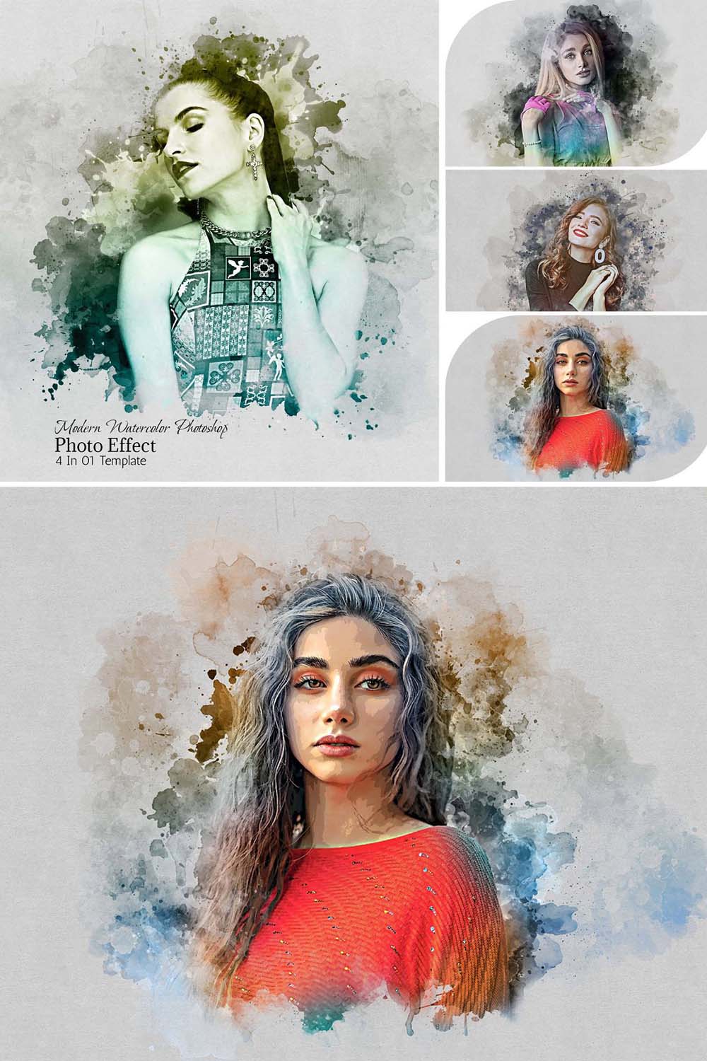 Modern Watercolor Photoshop Effect pinterest preview image.