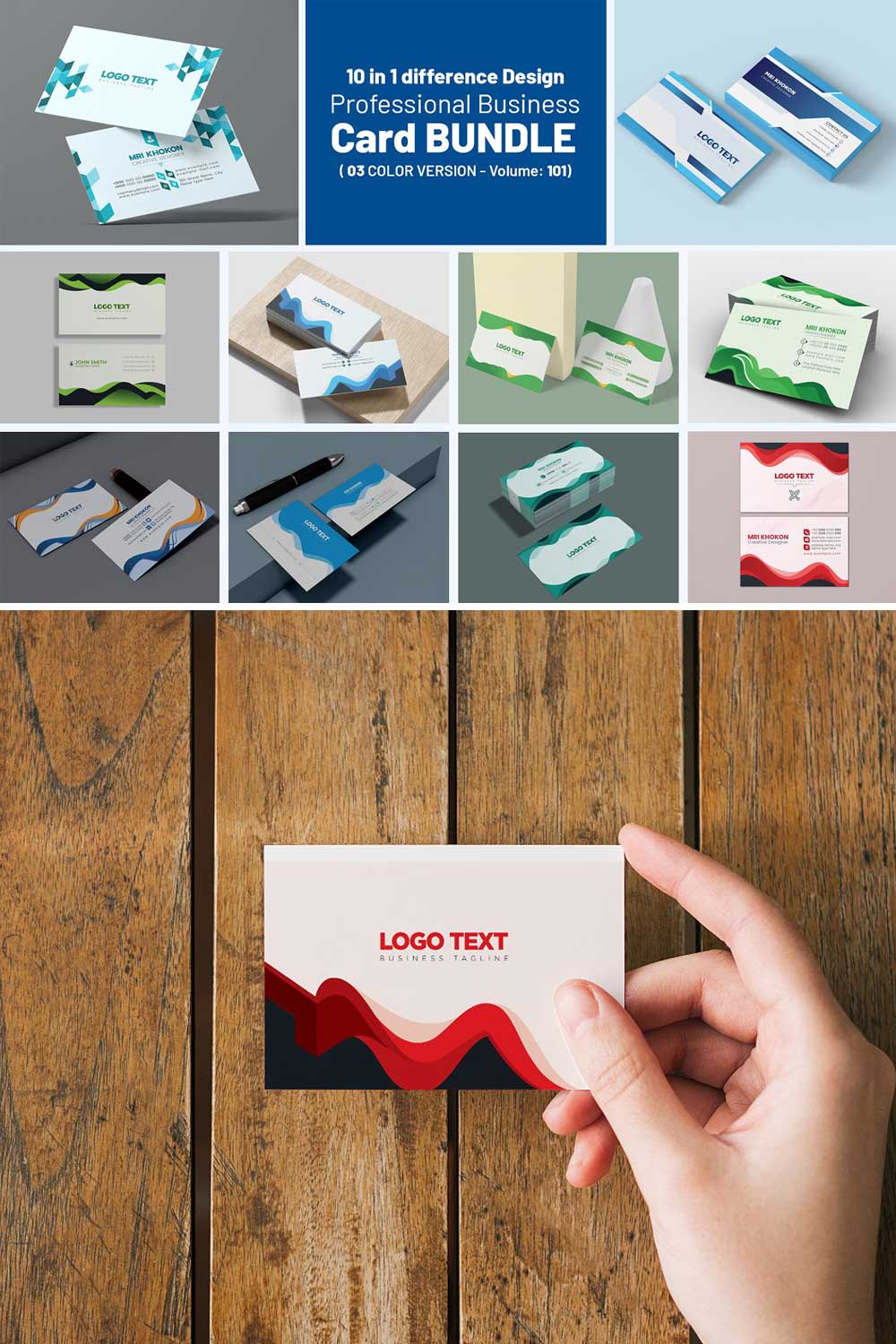 Minimalist Business Card Bundle pinterest preview image.