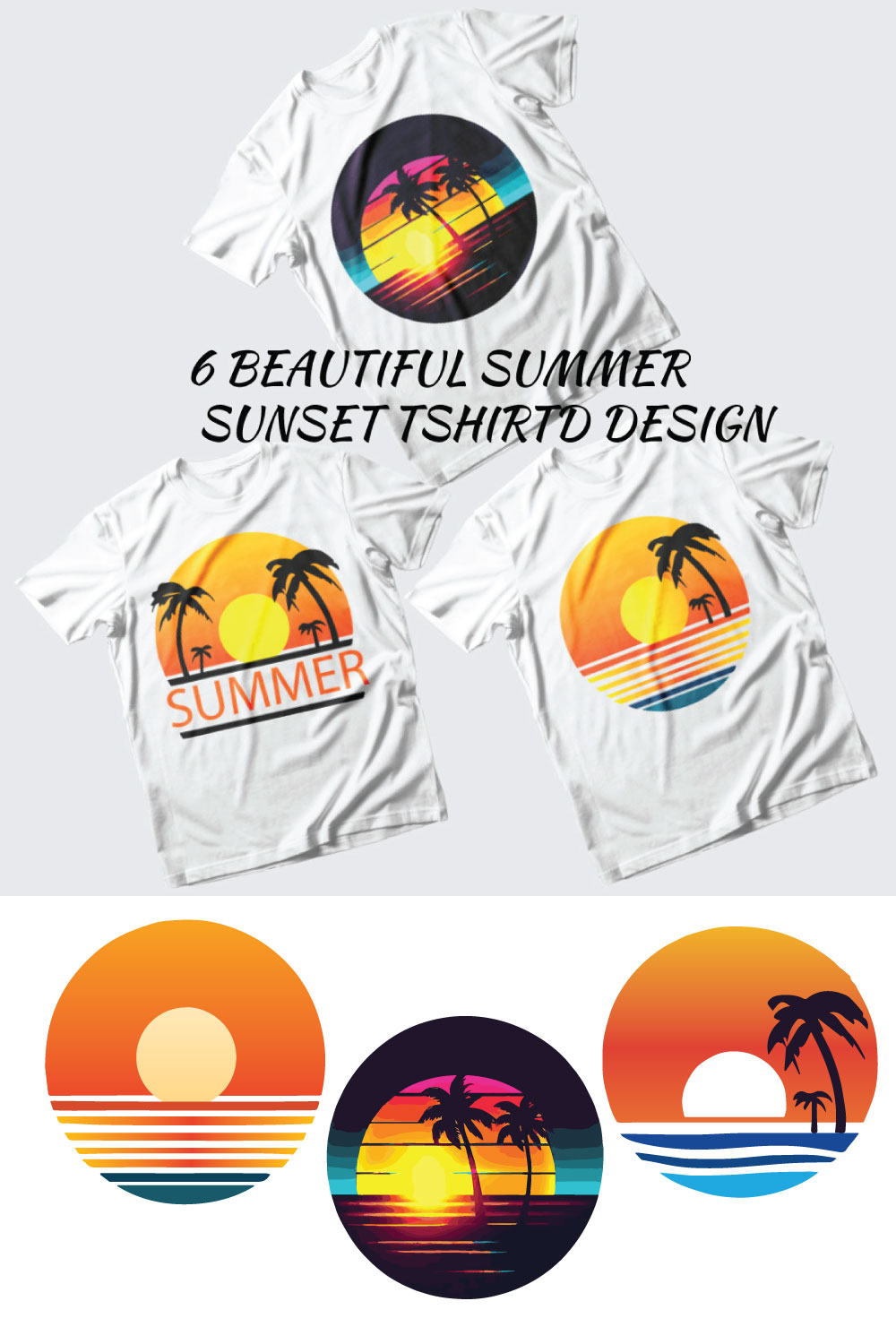 6 Beautiful summer sunset t-shirts design pinterest preview image.