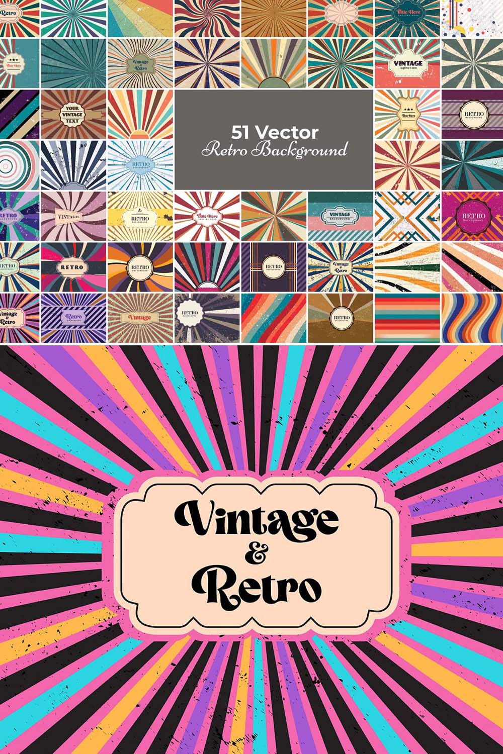 51 Vector Retro Background pinterest preview image.