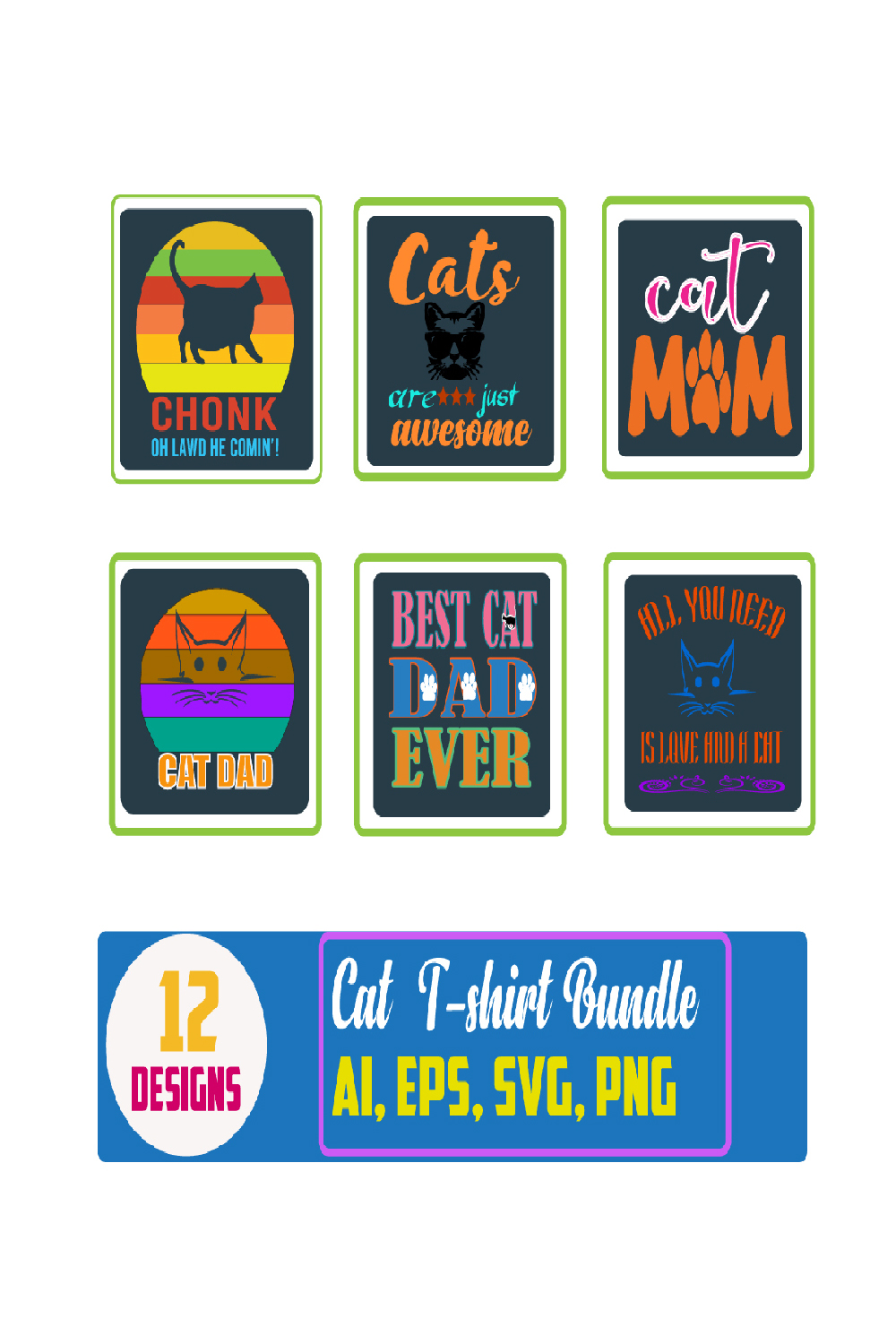 Funny Cat Lover Typography T shirt Design pinterest preview image.