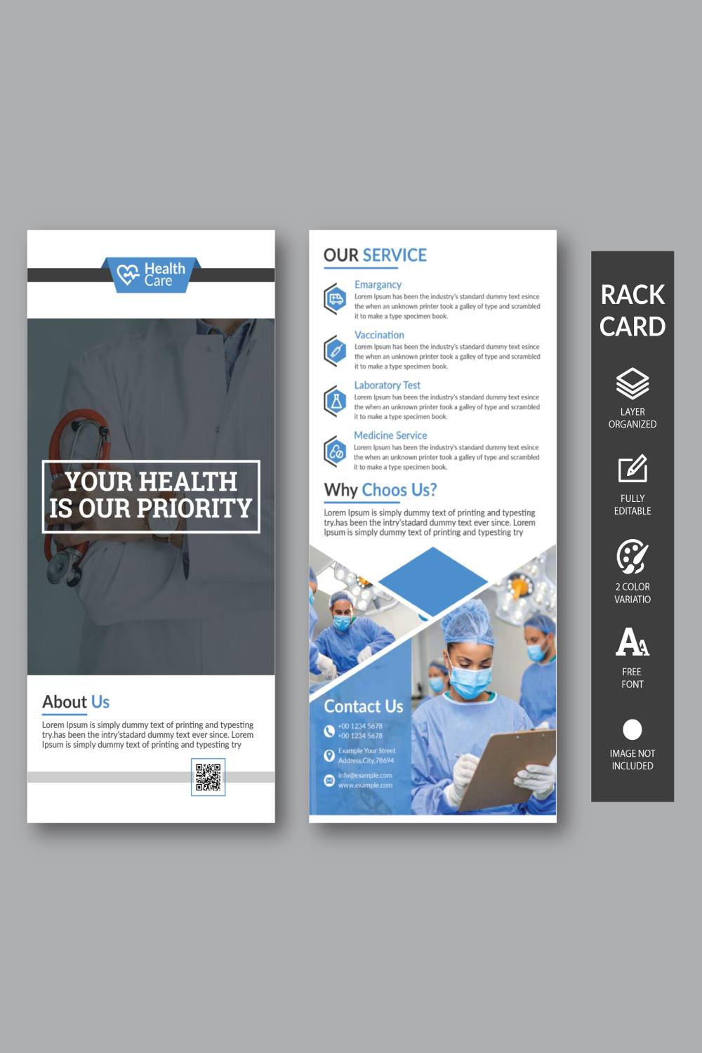 Unique Medical rack card Dl flyer design template pinterest preview image.