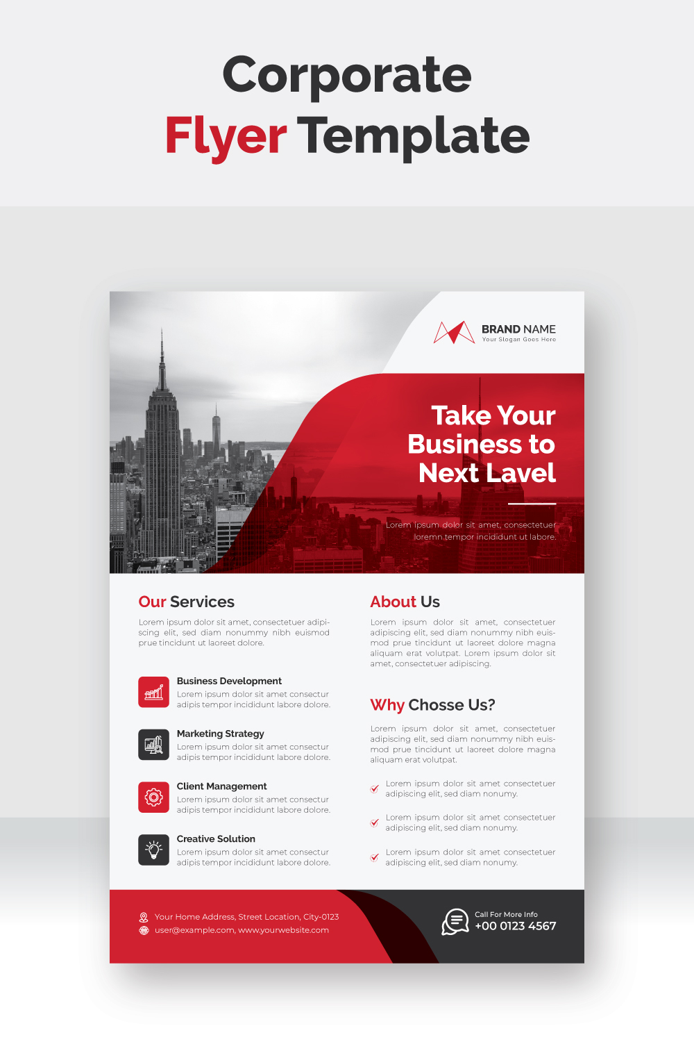 Modern corporate flyer design template with 2 color bundle pinterest preview image.