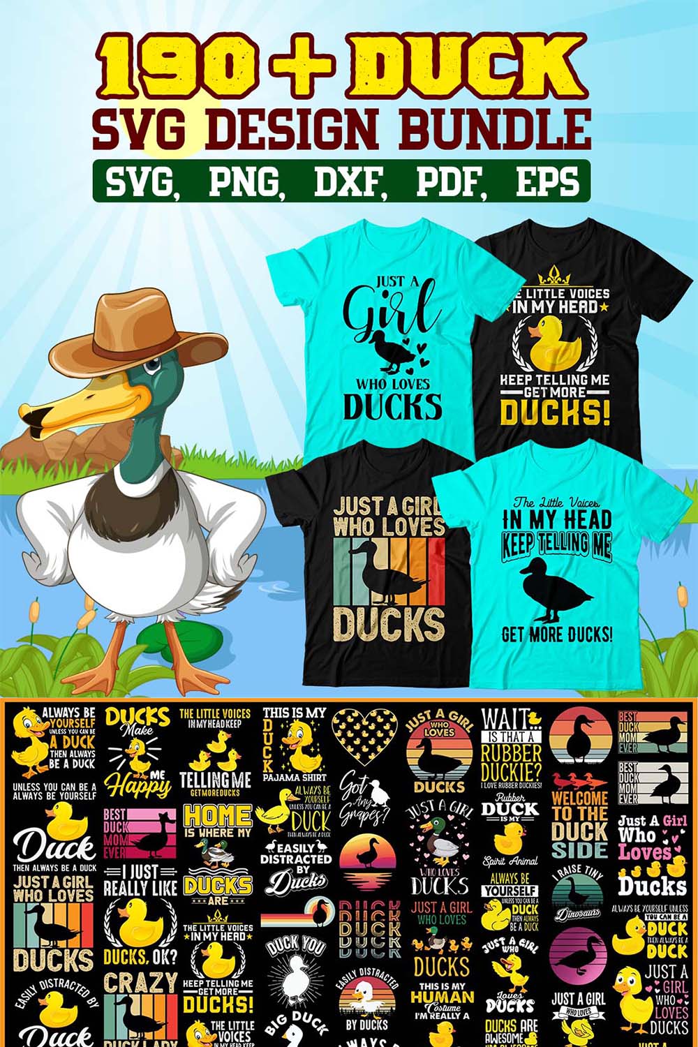 Duck SVG Design Bundle pinterest preview image.