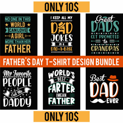 Vector Fathers day creative typography t shirt design template Bundle cover image.