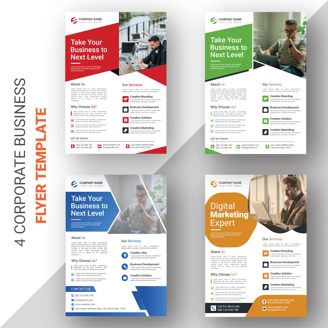 4 Corporate Business Flyer Bundle cover image.