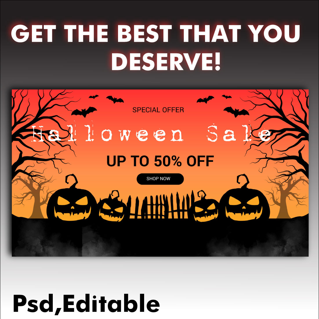 Black & Red Simple Halloween Sale Facebook Cover cover image.