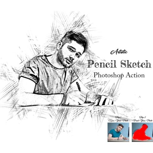 Artistic Pencil Sketch Photoshop Action cover image.