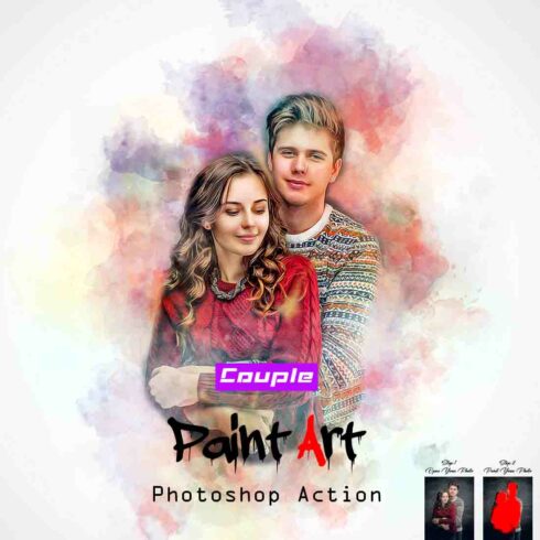 Couple Paint Art Photoshop Action cover image.
