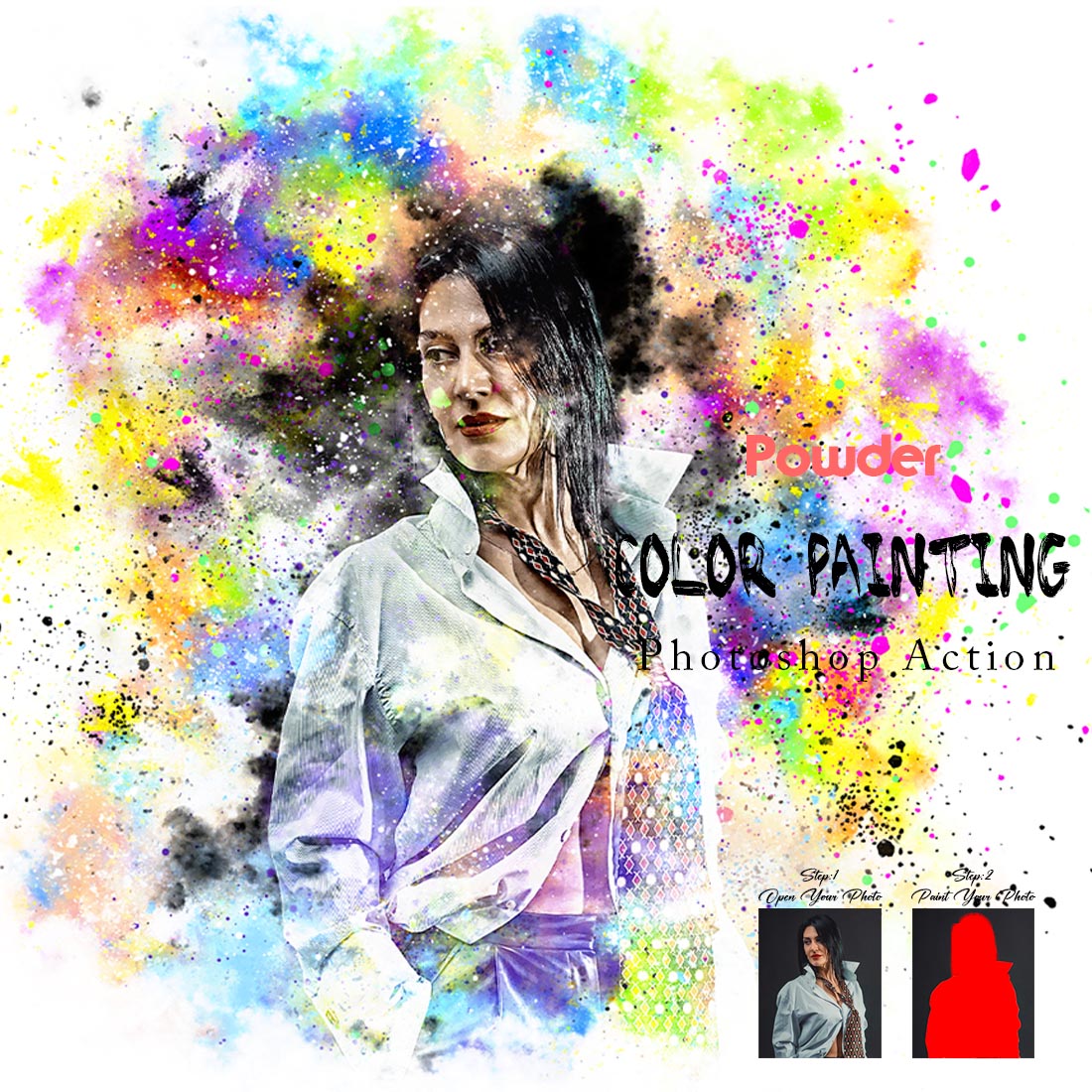 Powder Color Painting Photoshop Action cover image.