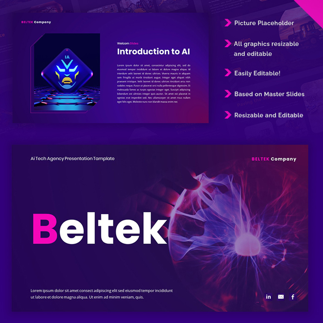 Beltek - AI Tech Presentation PowerPoint Template cover image.